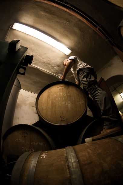 Lavoro in cantina tra le botti di rovere